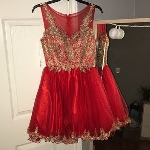 Red with gold detailing dress
